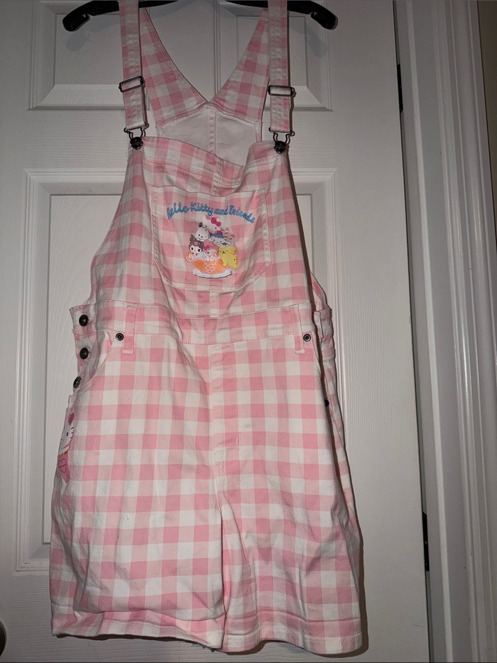 Hello Kitty Pink Gingham Overall Dress